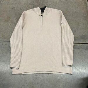 vintage dkny jeans beige quarter zip knit sweater size large
